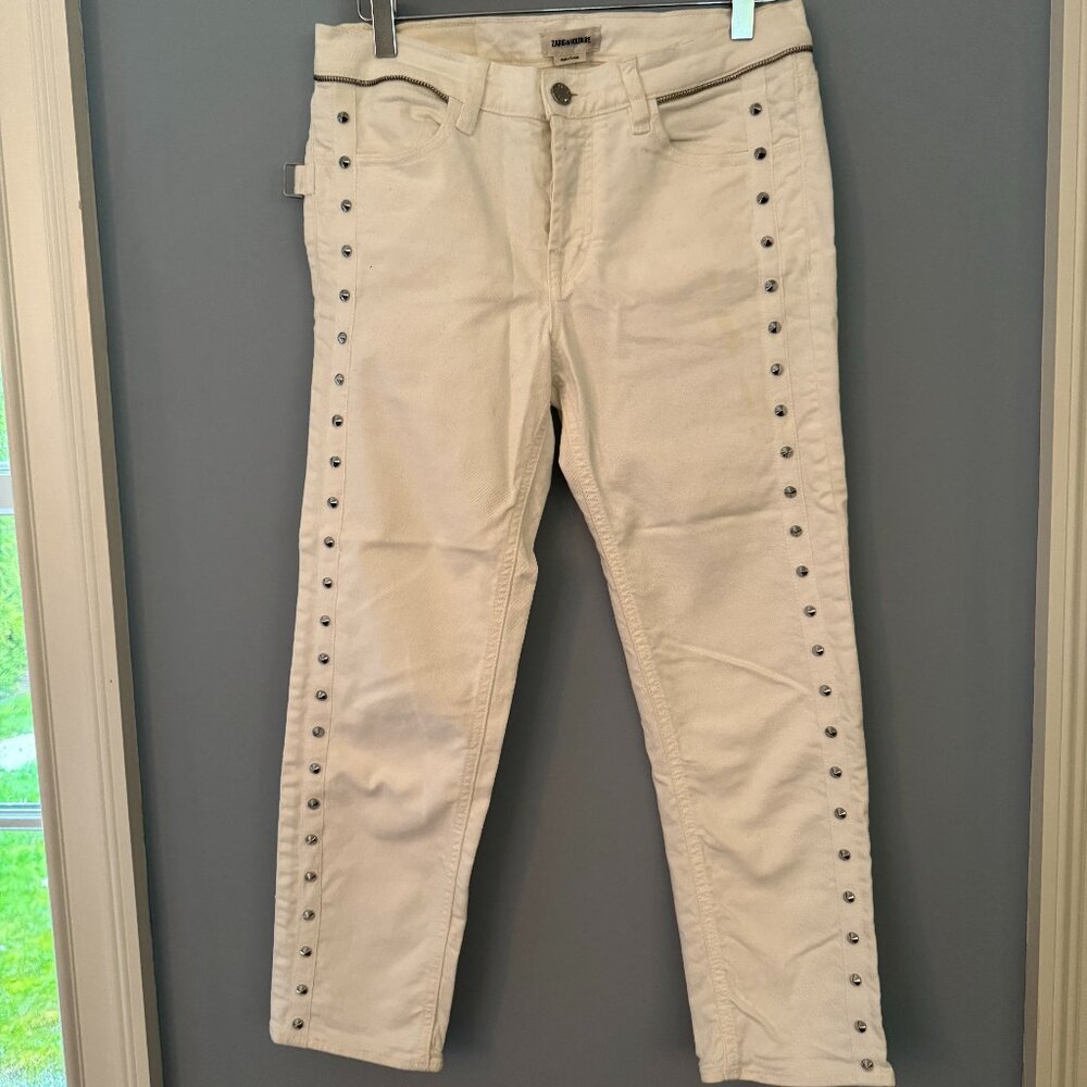 Zadig & Voltaire White Jeans with Decorative Studs